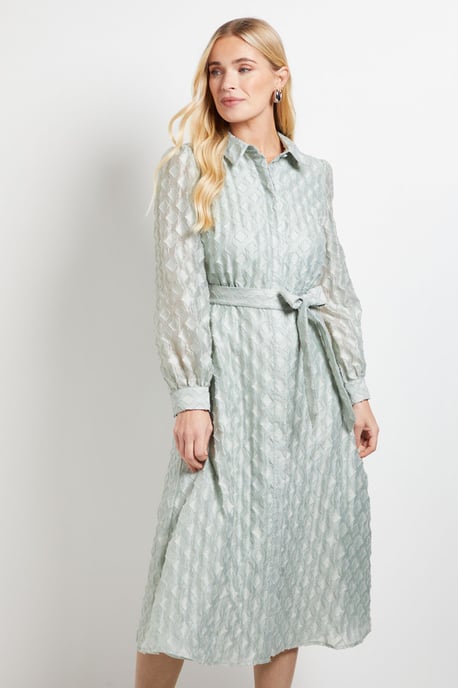 Petite Geo Organza Shirt Midi Dress - Image 4