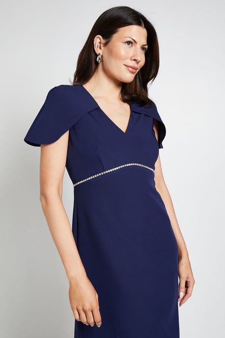 Diamante Trim Cape Midi Dress - Image 4
