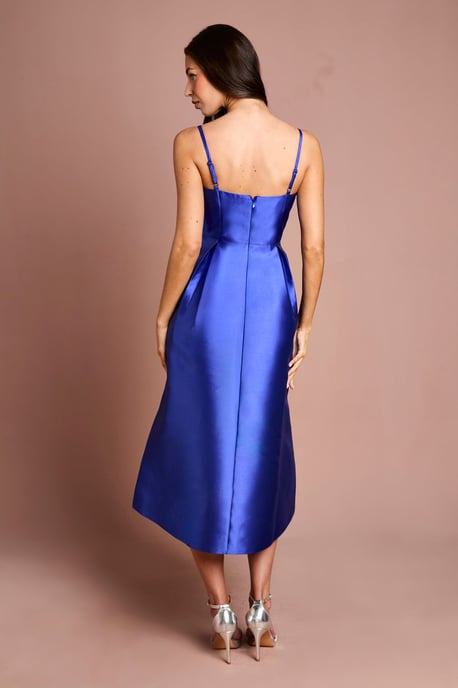 Notch Neck Detail Twill Midi Dress - Image 3
