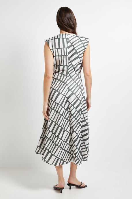 Ruched Side Asymmetric Sleeve Midi Dress - Image 3