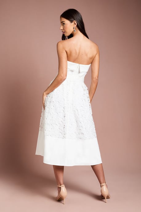 Bandeau Belted Lace Midi Dress - Image 3