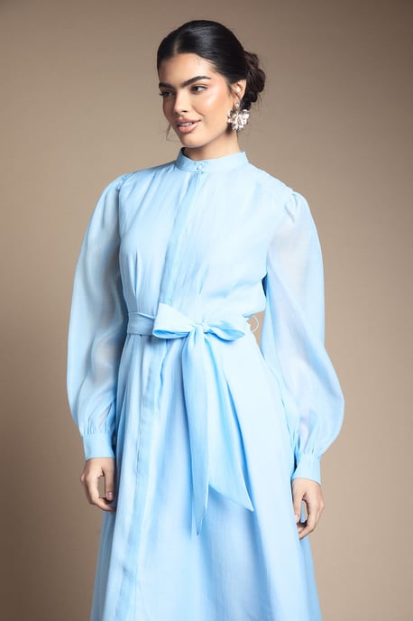 Textured Organza Midi Shirt Dress - Image 2