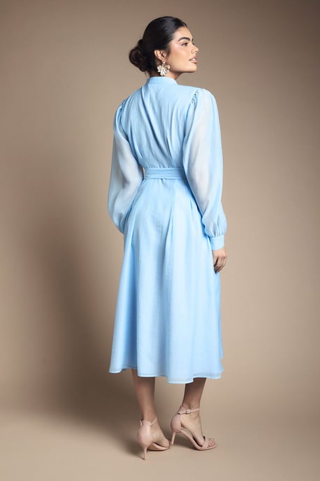 Textured Organza Midi Shirt Dress - Image 3