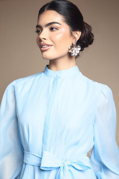 Textured Organza Midi Shirt Dress - Image 4