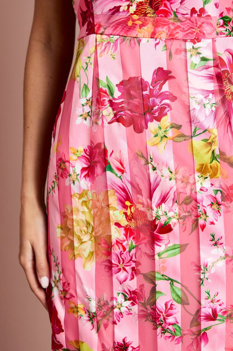 Printed Organza Burnout Bow Shoulder Midi Dress - Image 5