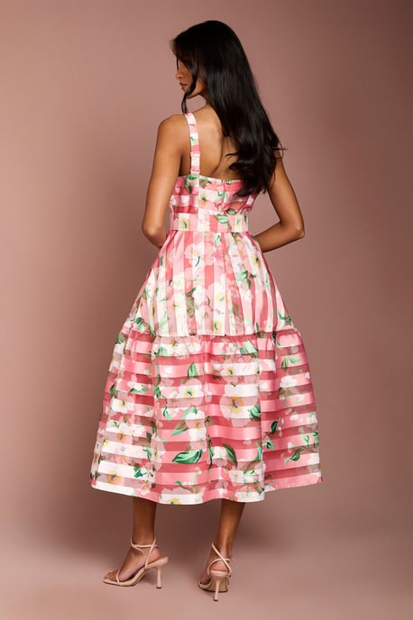 Petite Printed Floral Burnout Organza Midi Dress - Image 3