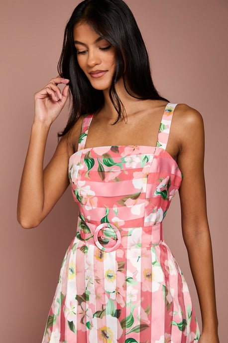 Petite Printed Floral Burnout Organza Midi Dress - Image 4