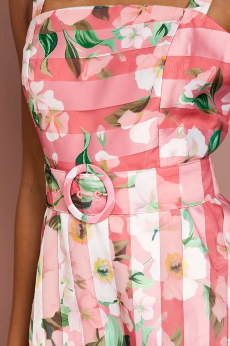 Petite Printed Floral Burnout Organza Midi Dress - Image 5