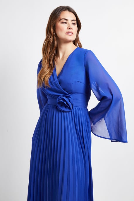Cape Sleeve Pleated Corsage Midi Dress - Image 2