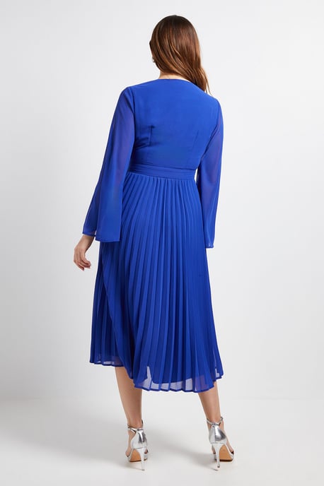 Cape Sleeve Pleated Corsage Midi Dress - Image 3