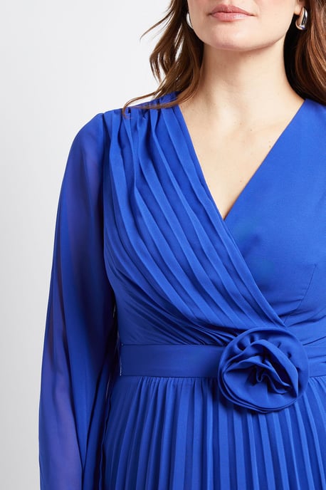 Cape Sleeve Pleated Corsage Midi Dress - Image 5
