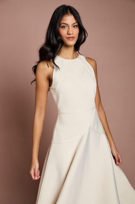 Petite Ribbed Bandage Halterneck Midi Dress - Image 2