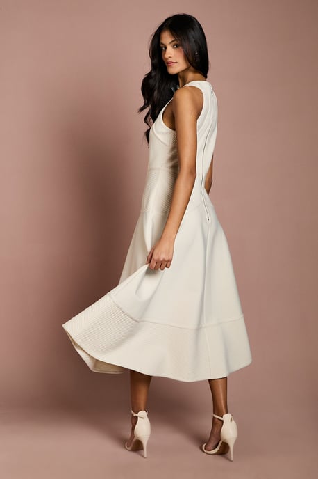Petite Ribbed Bandage Halterneck Midi Dress - Image 3