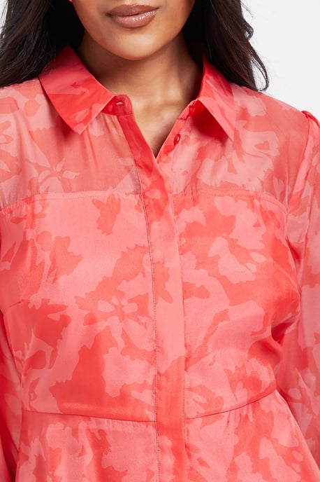 Petite Floral Organza Button Midi Dress - Image 5