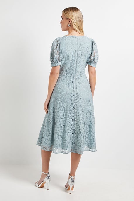 Petite Lace V Neck Tea Midi Dress - Image 3
