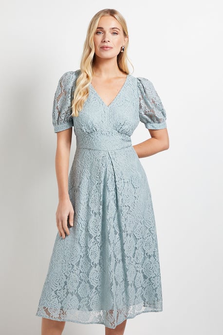 Petite Lace V Neck Tea Midi Dress - Image 4