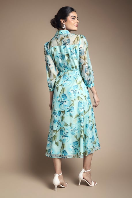 Floral Organza Button Midi dress - Image 3