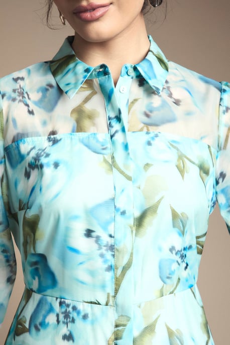 Floral Organza Button Midi dress - Image 5