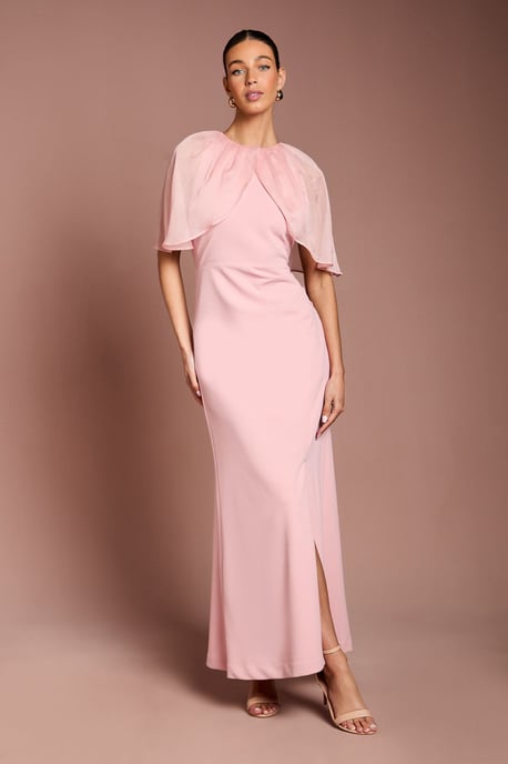 Cape Sleeve Ruched Detail Maxi Dress - Image 1