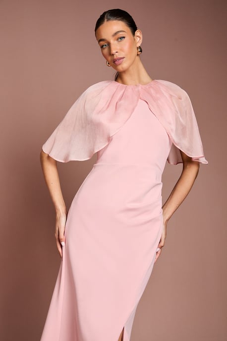 Cape Sleeve Ruched Detail Maxi Dress - Image 2