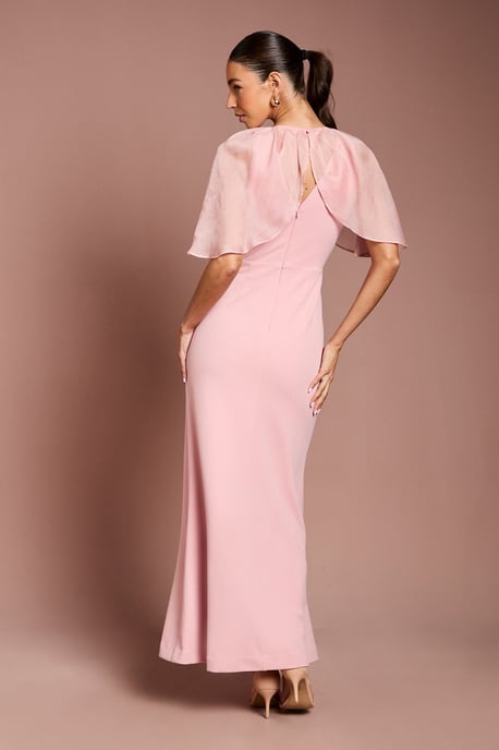 Cape Sleeve Ruched Detail Maxi Dress - Image 3