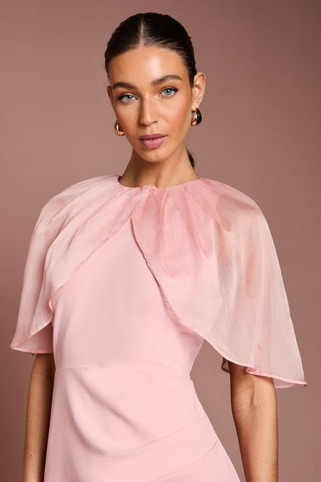 Cape Sleeve Ruched Detail Maxi Dress - Image 4