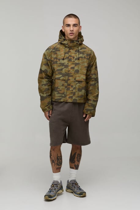 Oversized Boxy Camo Ripstop Sports Cagoule - Image 4
