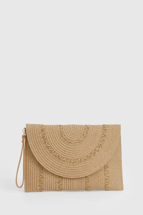 Raffia Fold Over Clutch Bag - Image 2
