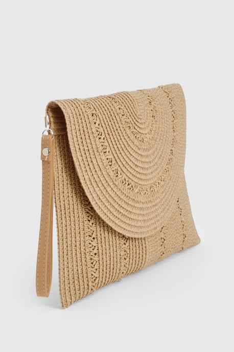 Raffia Fold Over Clutch Bag - Image 3