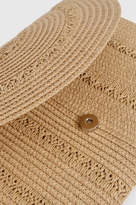 Raffia Fold Over Clutch Bag - Image 4