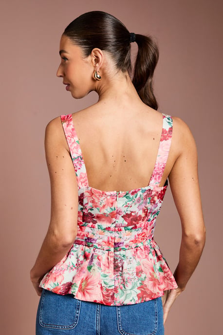 Organza Floral Ruffle Fan Detail Top - Image 3