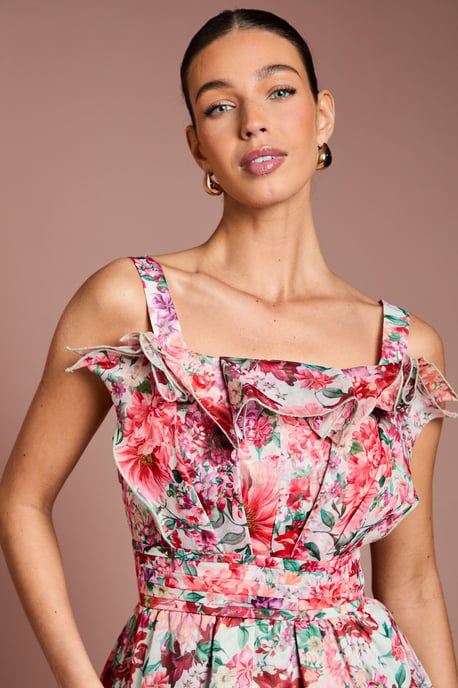 Organza Floral Ruffle Fan Detail Top - Image 5