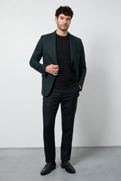 Dark Green Check Tailored Fit Blazer - Image 2