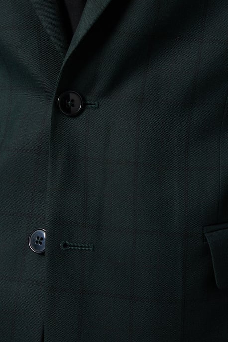 Dark Green Check Tailored Fit Blazer - Image 5