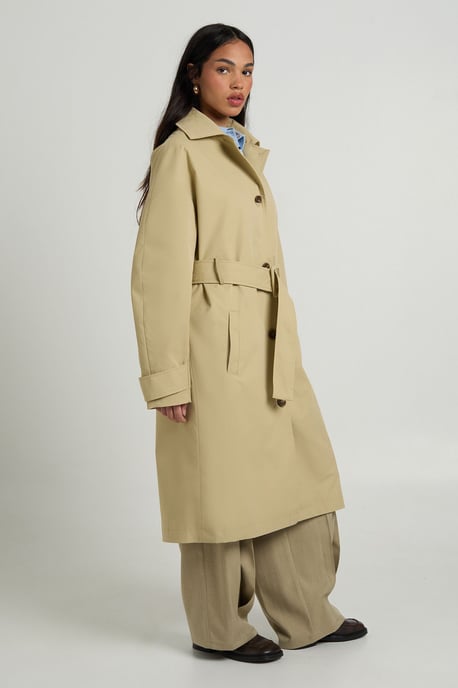 Belted Button up Long Trench Jacket - Image 3