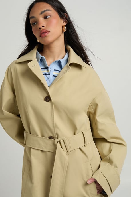 Belted Button up Long Trench Jacket - Image 4
