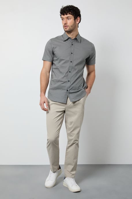 White Geometric Print Short Sleeve Shirt - Image 2