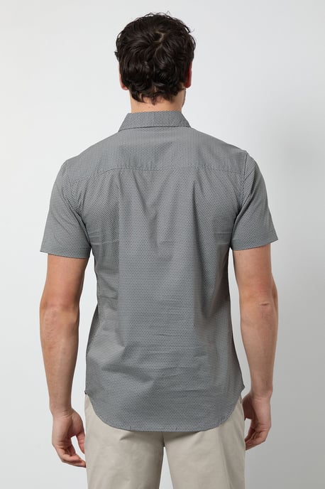 White Geometric Print Short Sleeve Shirt - Image 3