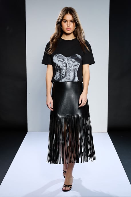 Runway 1.8.1.8 Faux Leather Fringe Skirt - Image 1