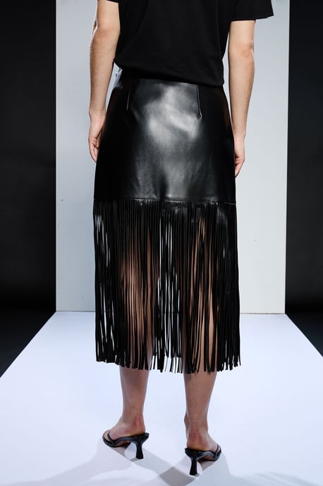 Runway 1.8.1.8 Faux Leather Fringe Skirt - Image 3