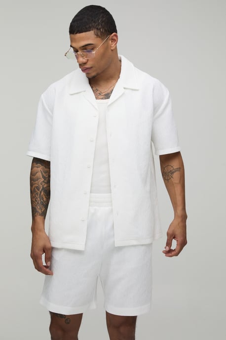 Oversized Shirt and Relaxed Mid Length Short Pleated Set - Image 1