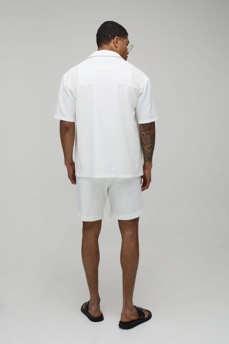 Oversized Shirt and Relaxed Mid Length Short Pleated Set - Image 2
