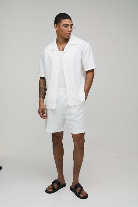 Oversized Shirt and Relaxed Mid Length Short Pleated Set - Image 4