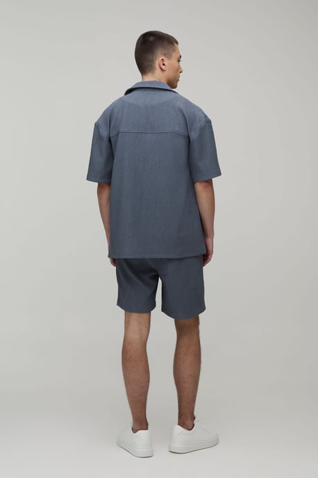 Oversized Shirt and Relaxed Mid Length Short Pleated Set - Image 2