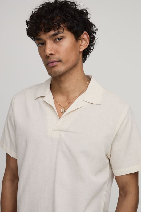 Linen Blend Slim Revere Polo - Image 2
