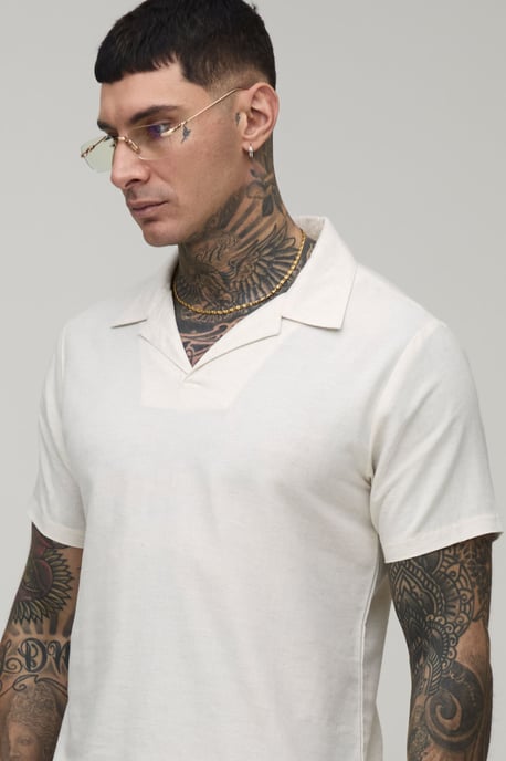 Tall Linen Blend Slim Revere Polo - Image 3