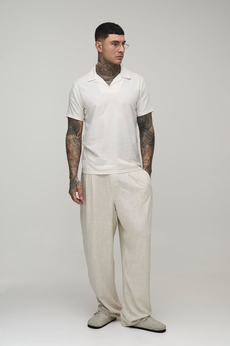Tall Linen Blend Slim Revere Polo - Image 4