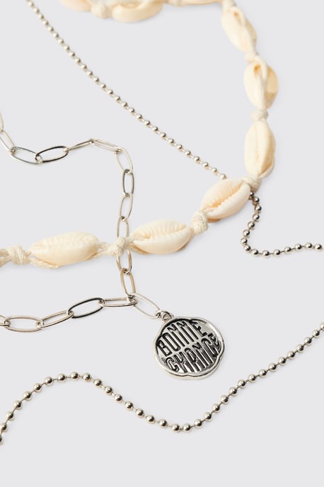 Layered Shell and Chain Pendant Necklace - Image 3