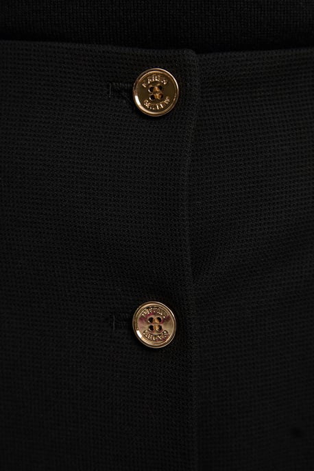 Textured Compact Stretch Button Detail Midi Skirt - Image 3