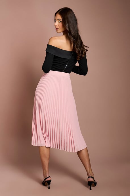 Pleated Georgette Midi Skirt - Image 3